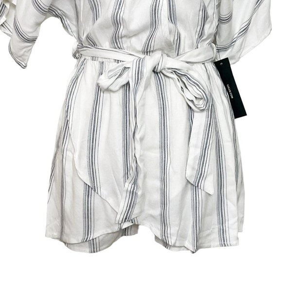 Lulus Climb Aboard Grey and White Striped Romper Women’s Size Small - Picture 5 of 13